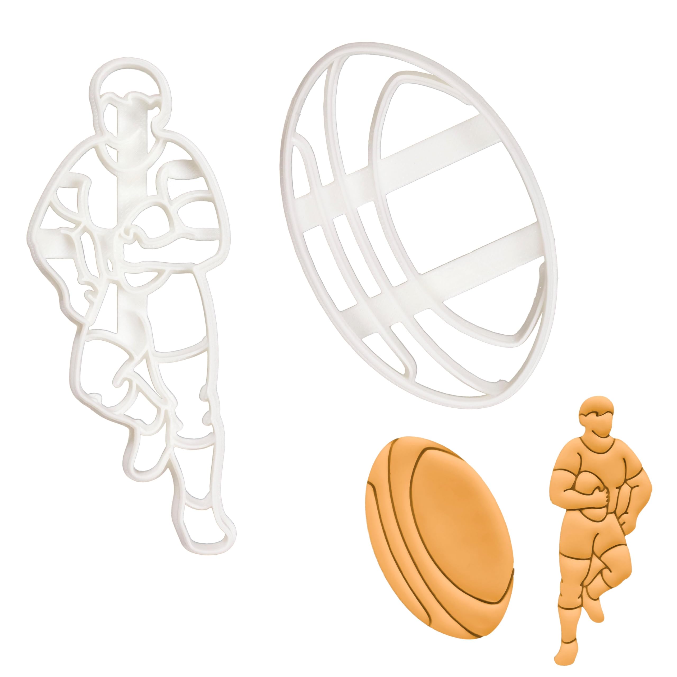 Emporte-pièce rugby lot de 2 pièces avec motifs de joueur et ballon pour biscuits créatifs