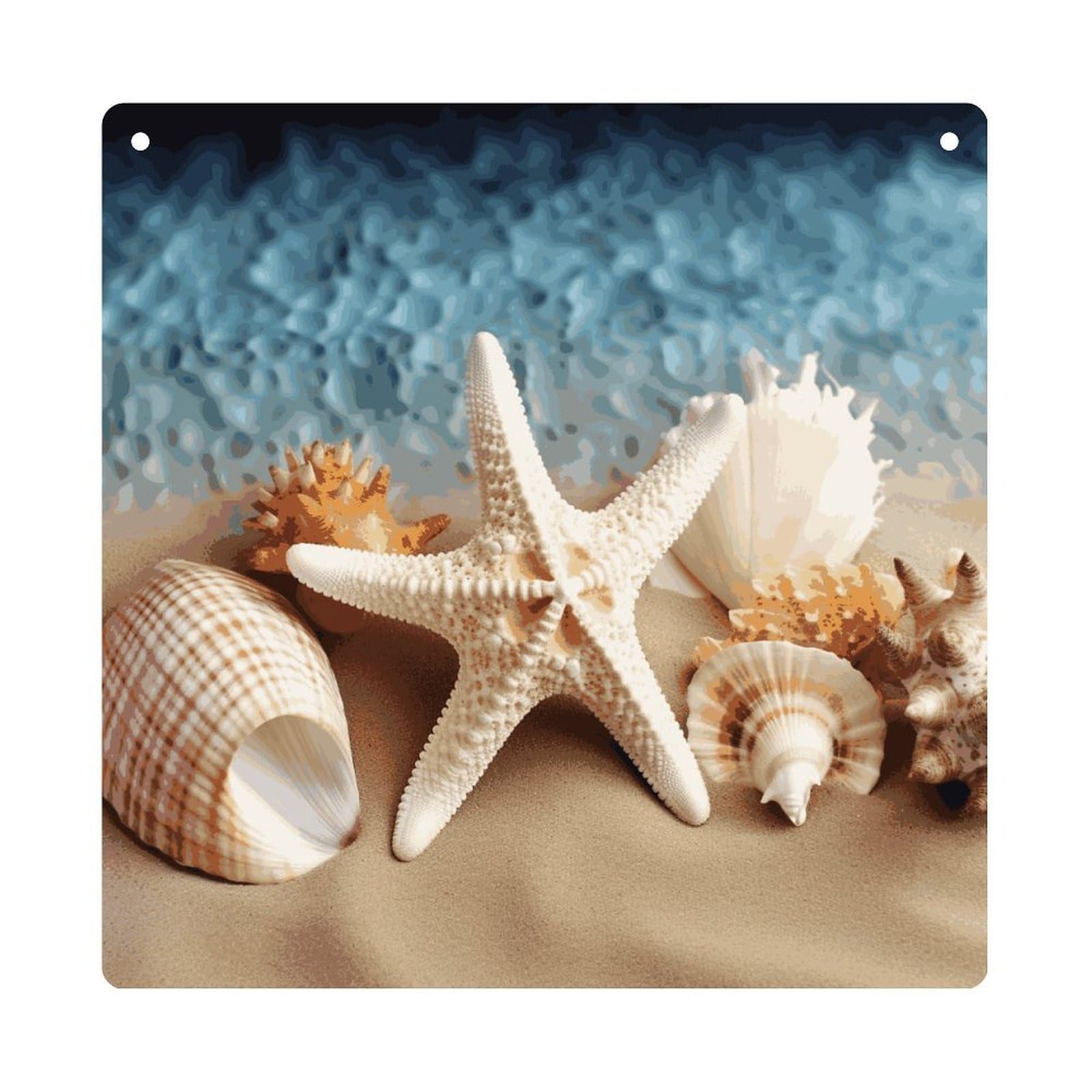 Adfgyerh Style Starfish Coral And Seashell Hanging Ornaments Window Hanging Modern Acrylic Decor For Living Room Bedroom Dining Room Hallway Office Wall Decor, 8X8 In