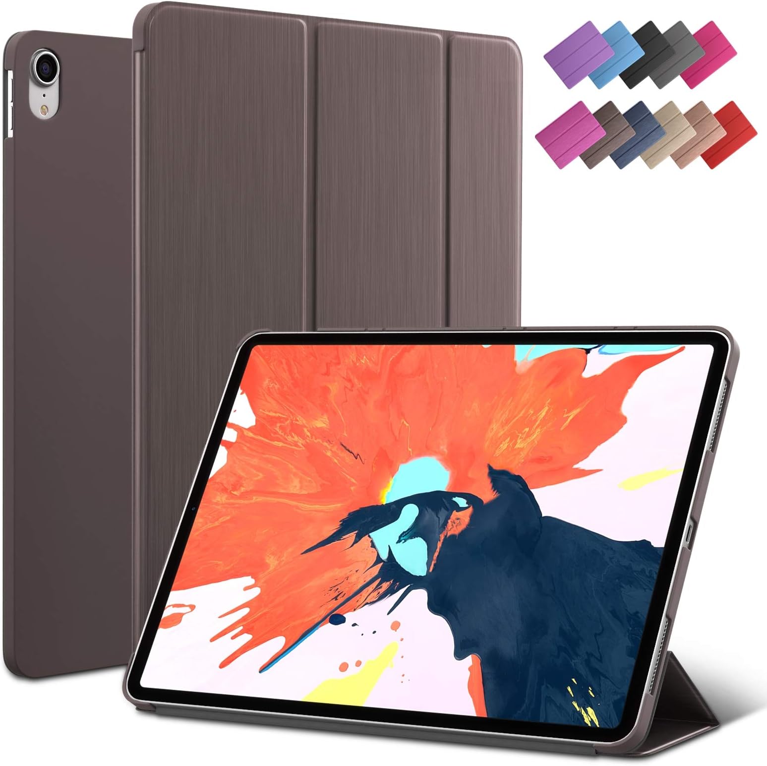 iPad Pro 11-inch case, ROARTZ Metallic Brown Slim Fit Smart Rubber Coated Folio Case Hard Cover Light-Weight Auto Wake/Sleep for 2018 Apple iPad Pro Model A1980 A2013 A1934