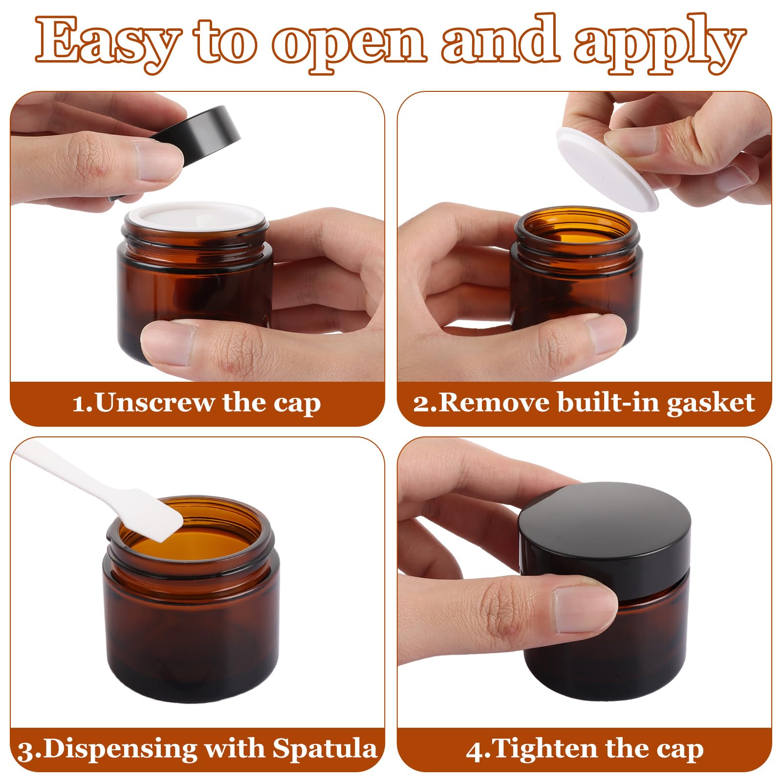 LOPYXBR 18 Pcs Amber Glass Jars 60ml/2oz - Image 3