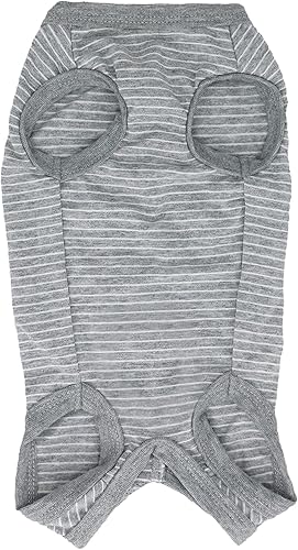 Miniatura 5 de LOPHIPETS Camisas de perro para niña, pijamas de traje de recuperación para Pomerania, Shih Tzu, Bichon Min Pin-rayas grisesL