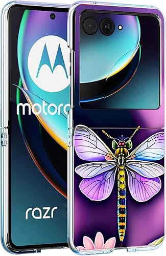 Funda protectora para Moto Razr Plus 2023, diseño de libélula morada, resistente a los arañazos, a prueba de golpes, para Motorola Razr+ 2023 y Razr