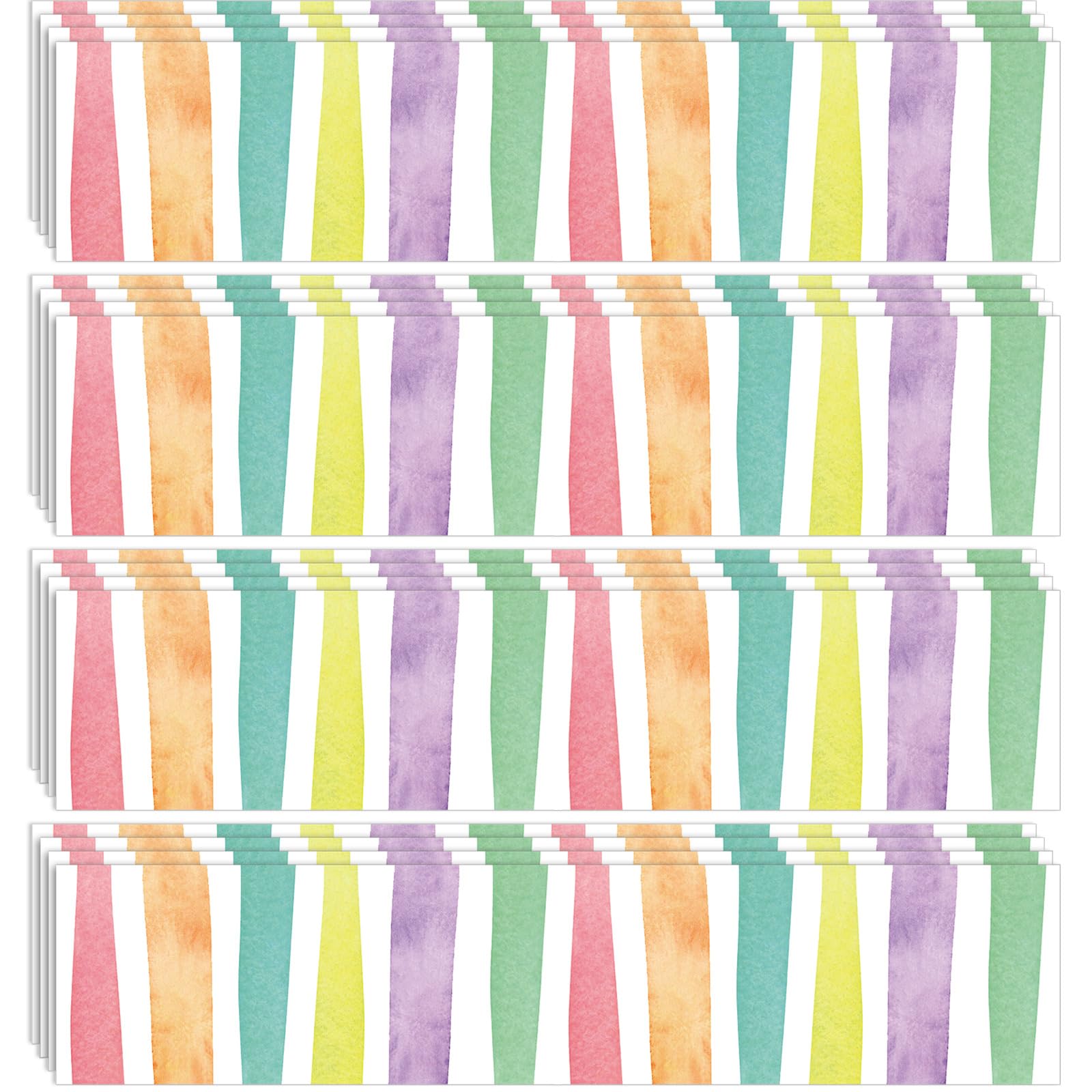 60 Pieces Pastel Pop Stripes Border Trim Pastel Colorful Classroom Border Watercolor Classroom Decorations Pastel Bulletin Board Borders for School Classroom Office Decorations