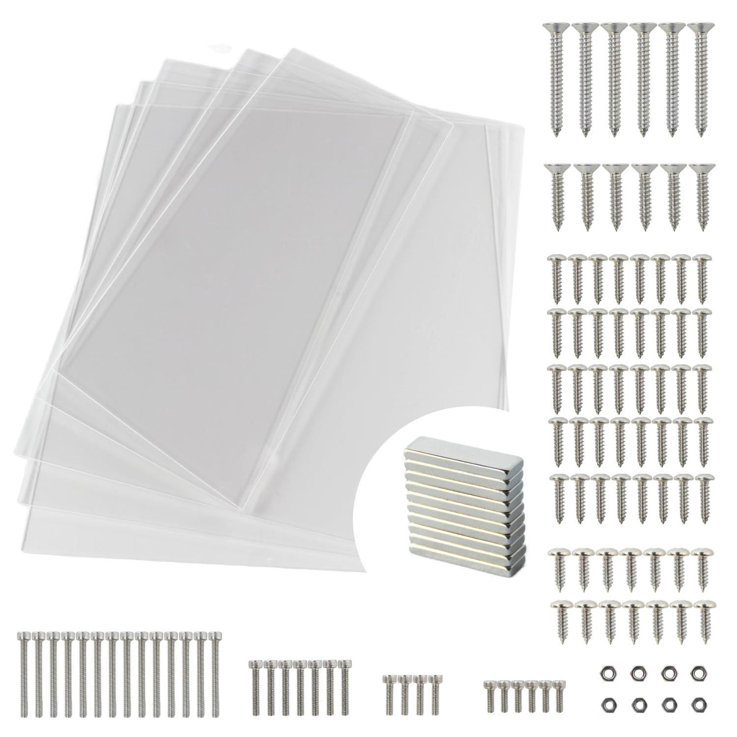 V1 Plexiglass Kit for Prusa Compatible with IKEA Lack V1 3D Printer Enclosure | 3mm 5-Pack Acrylic | Includes Fasteners & Magnets (20x6x2mm) | x3 440x440mm (17.3”x17.3”) & x2 220x440mm (8.65" x17.3”)