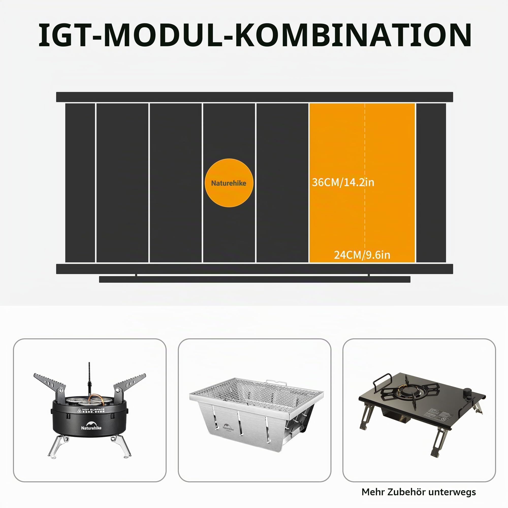 Naturehike IGT Campingtisch Portable Klapptisch faltbar Höhenverstellbar Aluminium Falttisch leichtes einfaches Setup für Wandern BBQ Garten und Reisen