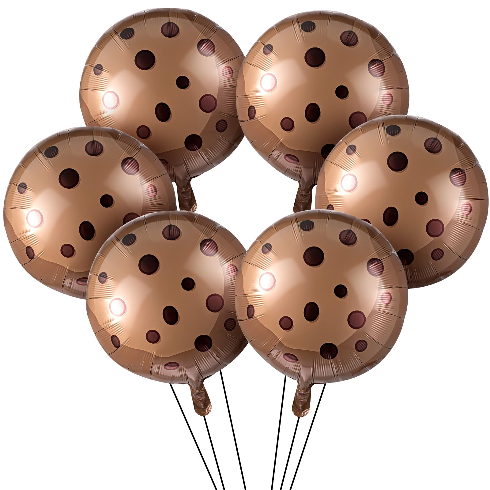 12 Pcs 21 Inch Chocolate Chip Cookie Balloons Foil Party Balloons Bulk Decor for Birthday Party Baby Shower Theme Decorations Supplies
