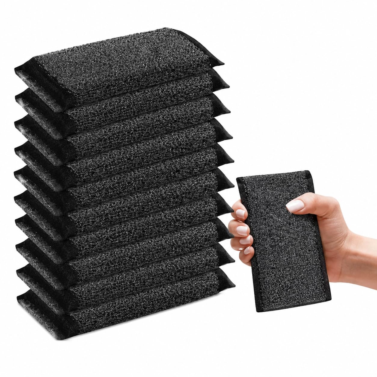NSAV Enterprises Steel Scrubber Cleaning Pads Pack of 10, Multipurpose Kitchen Scrub Pads for Utensils, Cookware, Sink and Countertop Cleaning, Black Cleaning Scrub-image-40