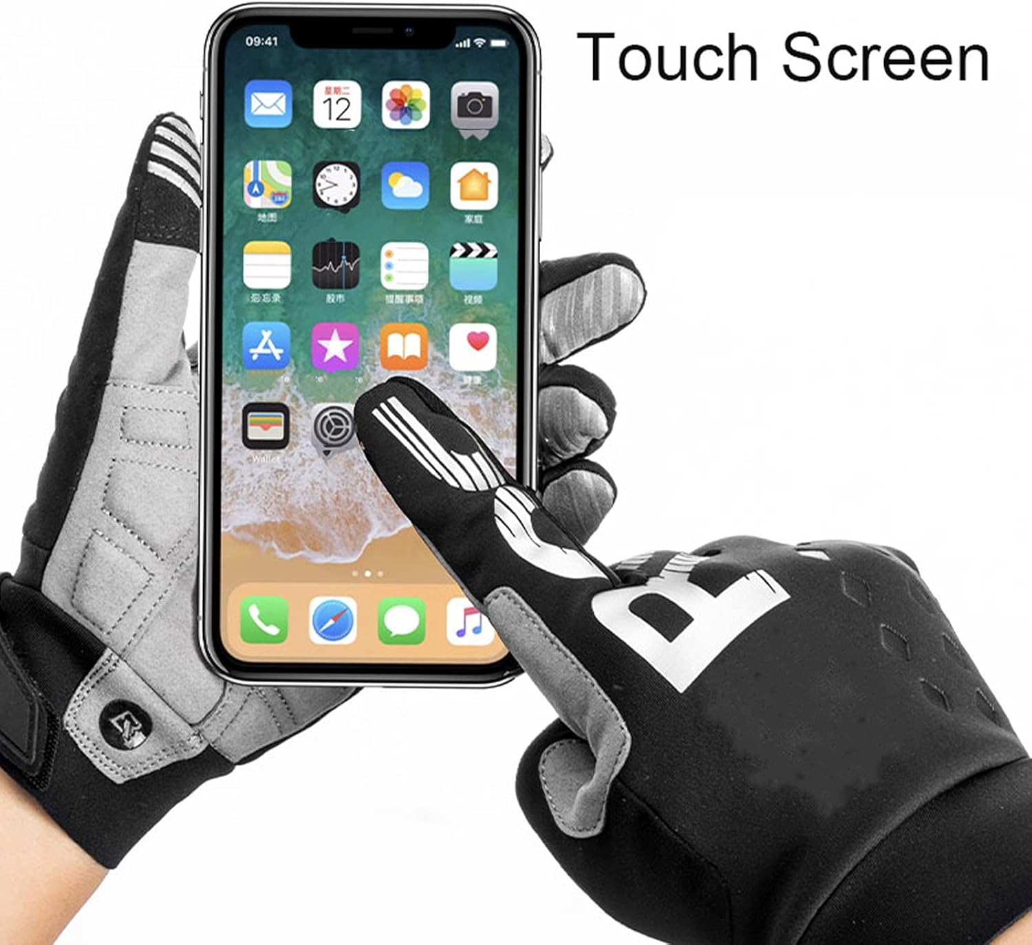 HB1 Men Ski Gloves Winter Gloves Windproof Thermal Warm Fleece Touch Screen Gloves Motorcycle Skiing Bike Gloves Wear-Resistant Snowboard Gloves