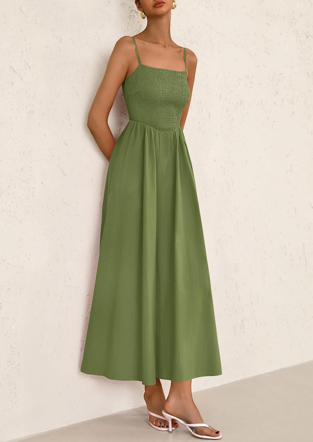 PRETTYGARDEN Women's Smocked Maxi Dresses 2026 Summer Sundress Casual Spaghetti Strap Swing A Line Long Flowy Beach Dress - Image 8