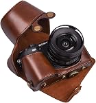 XEVN pour Sony a6400 Case, pour Sony a6000 Cas, prime PU Sac de boîtier en cuir pour Sony Alpha A6400 a6300 a6000 Fit 16-50 mm objectif, bracelet caméra de livraison et bracelet de poignet, A6000