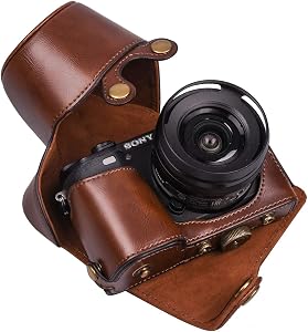 XEVN for Sony a6400 Case, for Sony a6000 Case, Premium PU Full Body Leather Camera Case Bag for Sony Alpha A6400 a6300 a6000 Fit 16-50 mm Lens, Delivery Camera Strap and Wrist Strap, A6000