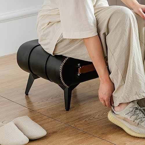 Miniatura 6 de Reposapiés pequeño  Reposapiés de piel sintética elegante y funcional para asientos adicionales en la sala de estar, entrada u oficina