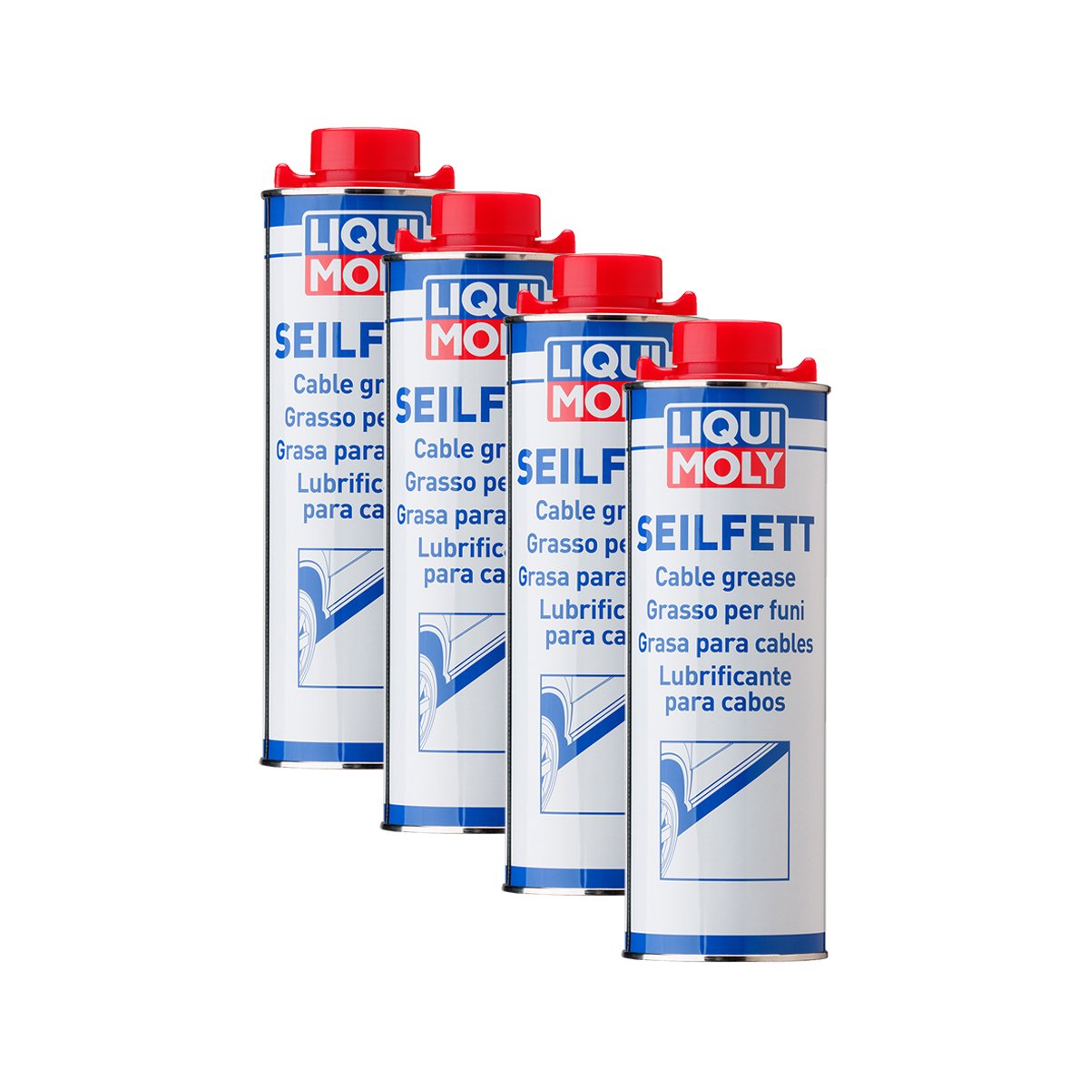 4 X Liqui Moly 6173 corda grasso lubrificante Barattolo di metallo, 1L