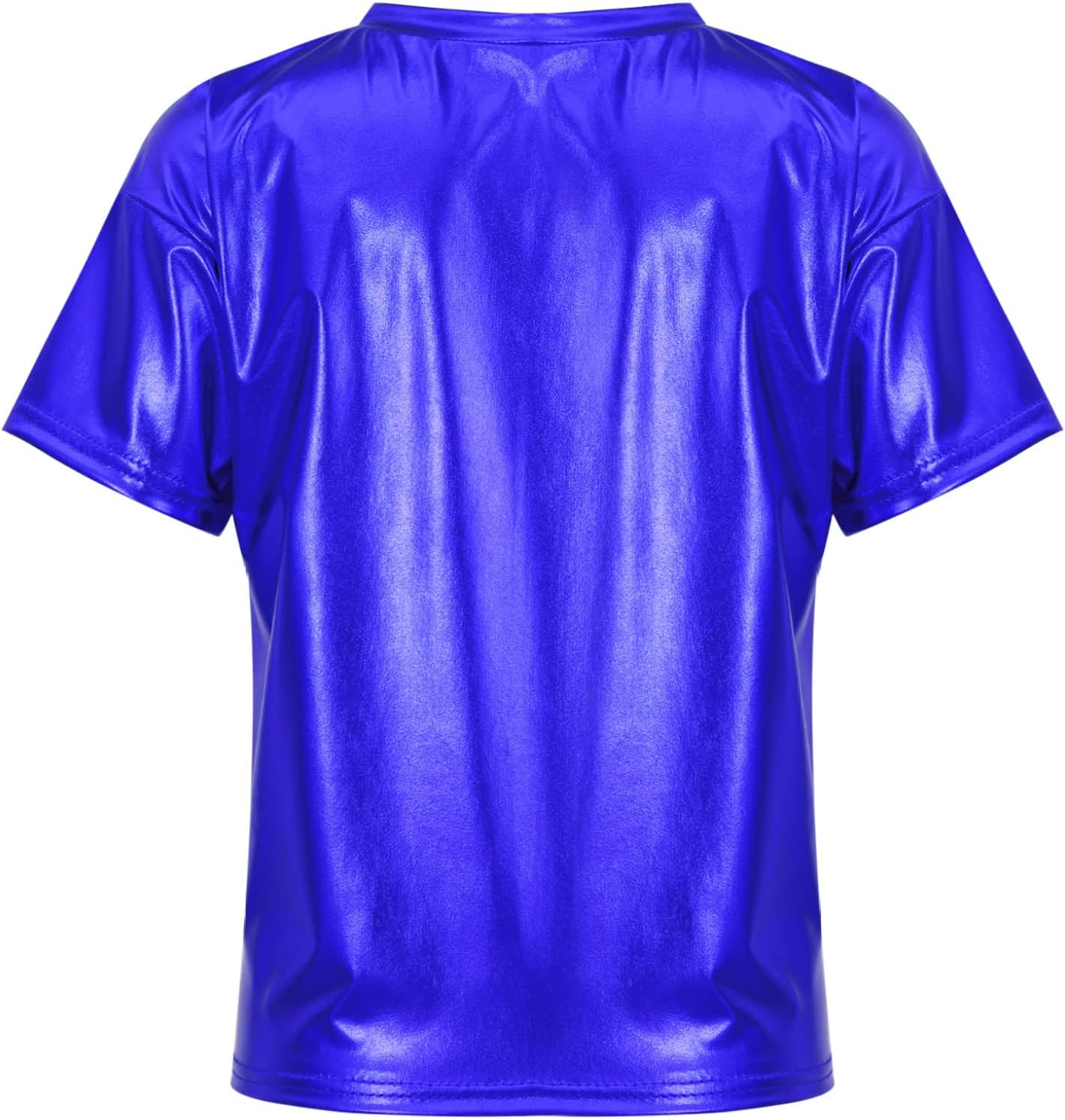 Kids Girls Boys Shiny Metallic T-shirt & Pants Set Tear Away Cargo Pants for Hip Hop Dance Royal Blue 7-8 Years
