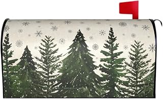 Xmas Mailbox Cover 25.5" x 21" Trees Holiday Winter Snowflake Magnetic Mailbox Wraps Large Oversized Post Letter Box Cover for Outdoor Decoration Garden Decor