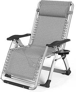 HZH Espreguiçadeira de jardim oferece espreguiçadeira de jardim dobrável e portátil com porta-copos, espreguiçadeira reclinável para praia de jardim ao ar livre (A)