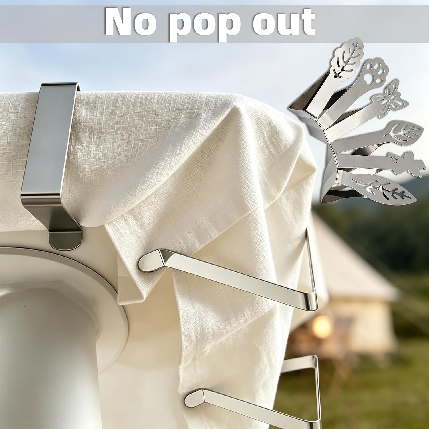 12 Pack Tablecloth Clips, Adjustable Stainless Steel Butterfly Shape Heavy Duty Outdoor Table Cover Clamps, Multipurpose Accessories for Indoor Outdoor Party,Camping & Banquet