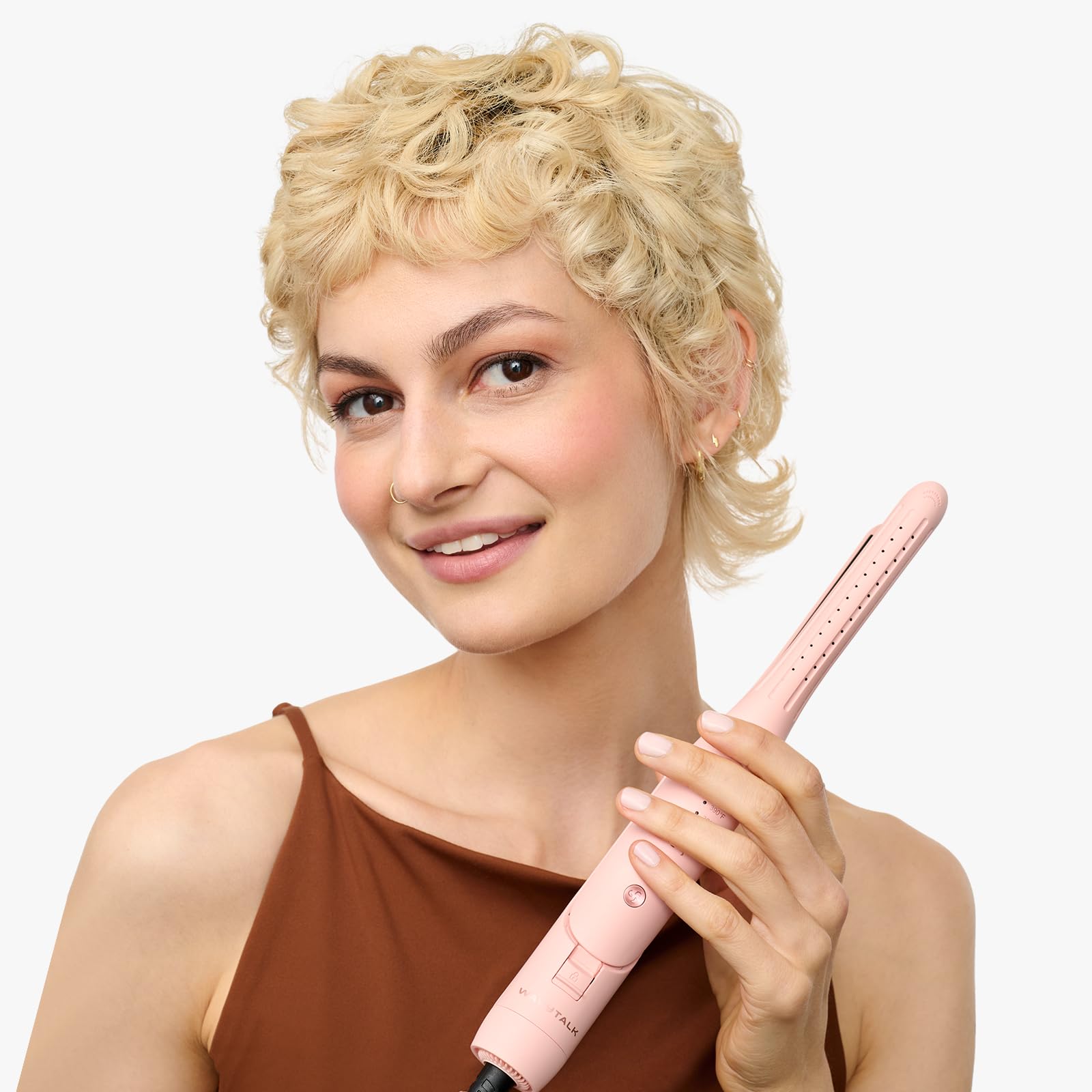 Wavytalk Cool Curl Pencil Lisseur Cheveux, Boucleur à Cheveux et Mini Lisseur Cheveux Court 3 en 1 avec air froid 360°, pour frange, racines et boucles