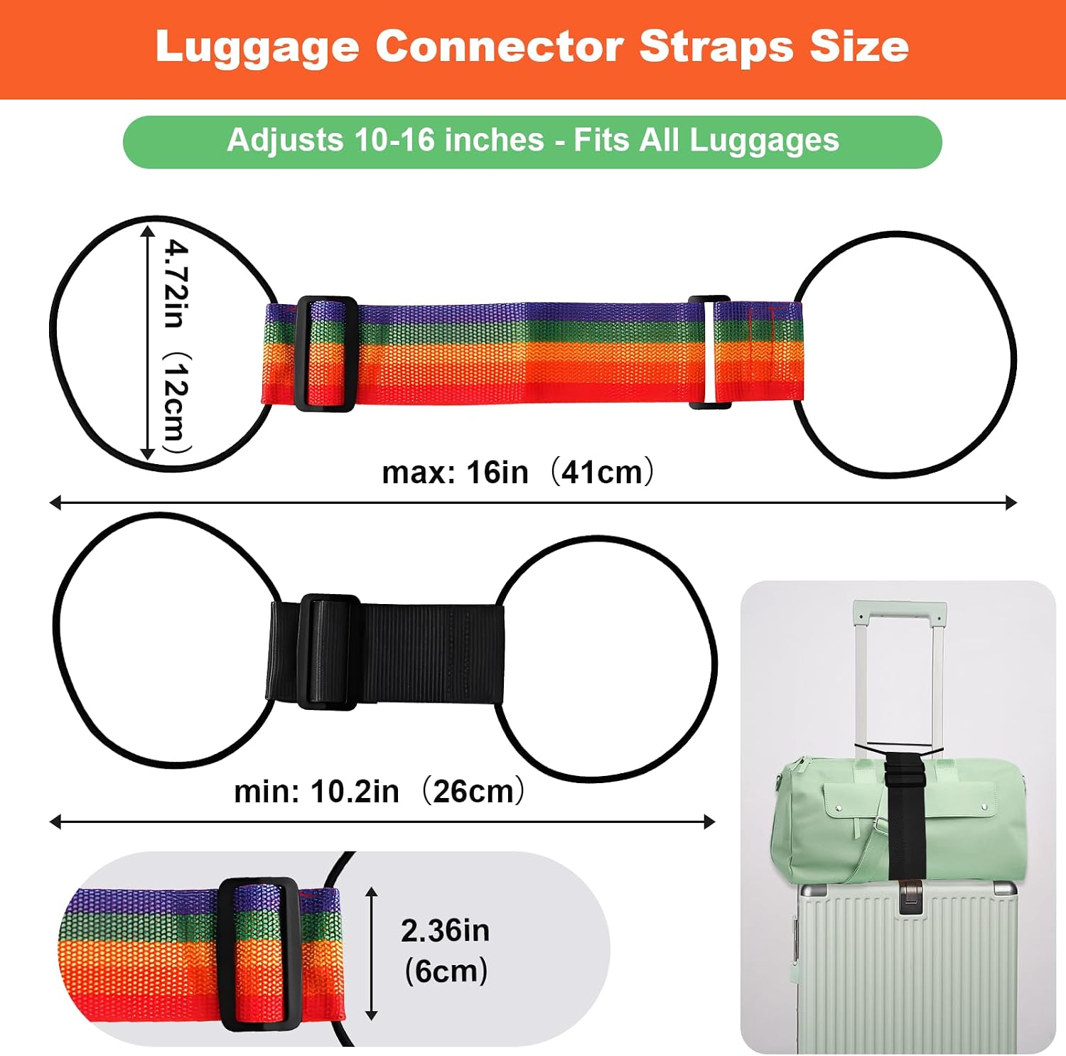 3Pcs Luggage Connector Straps,Multi Use Strong Adjustable Bag Luggage Straps,Add a Bag Easy to Travel Suitcase Elastic Strap Belt Luggage Accessories(Deepblue+Grey+Black)