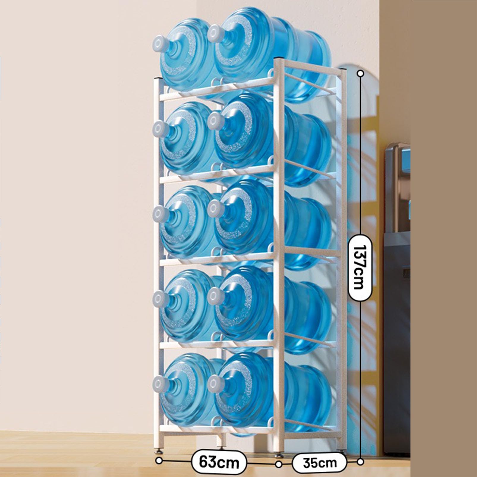 Estante para Botellas de Agua de Alta Resistencia con Capacidad para 5 Botellas: un Enfriador Que Ahorra Espacio, Ideal para oficinas, gimnasios y restaurantes; una solución eficiente para e