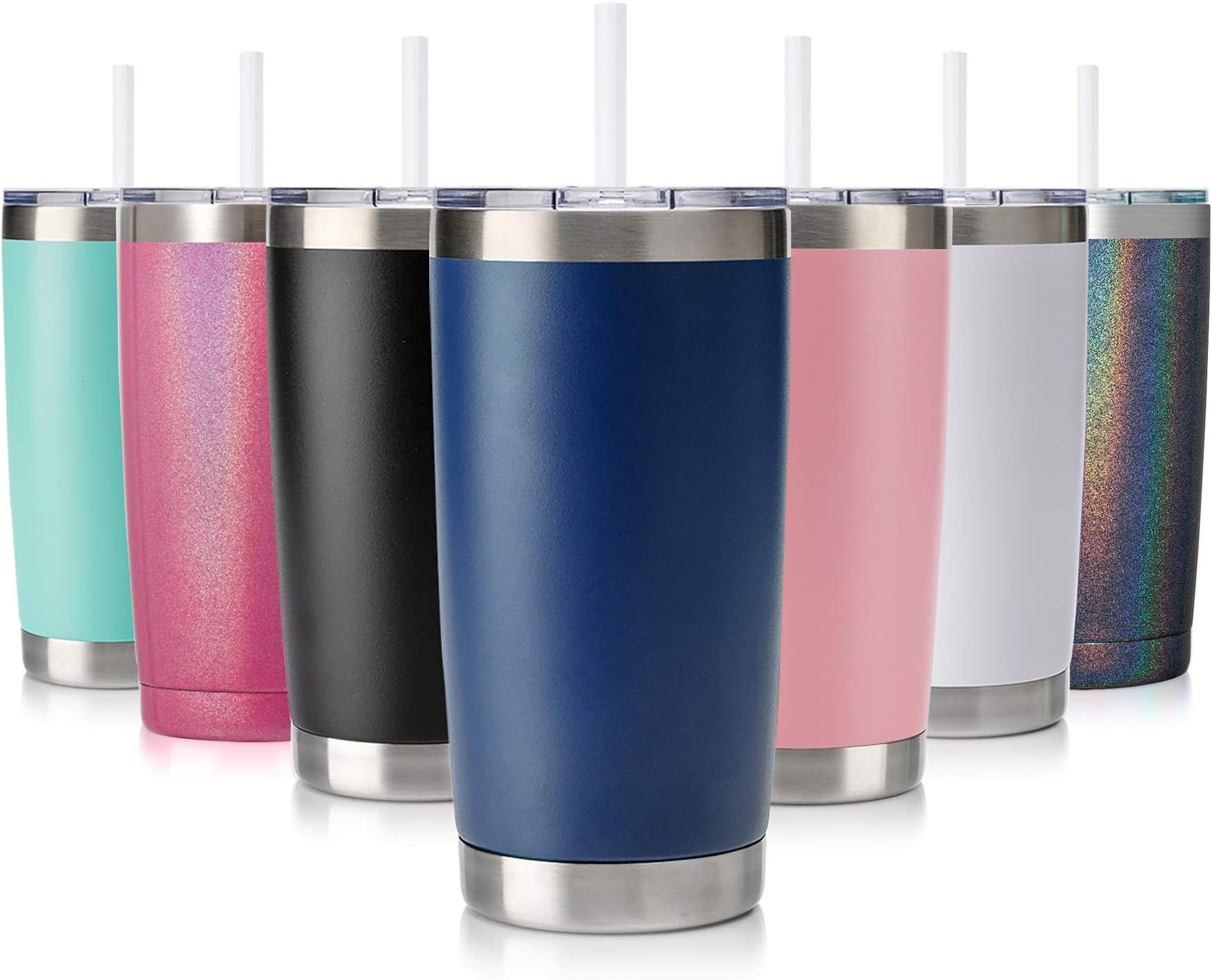 CIVAGO 20oz Tumbler with Lid and Straw, Stainless Steel Vacuum Insulated Water Coffee Tumbler Cup, Double Wall Powder Coated Spill-Proof Travel Mug Thermal Cup for Home Outdoor (Navy Blue, 1 Pack)