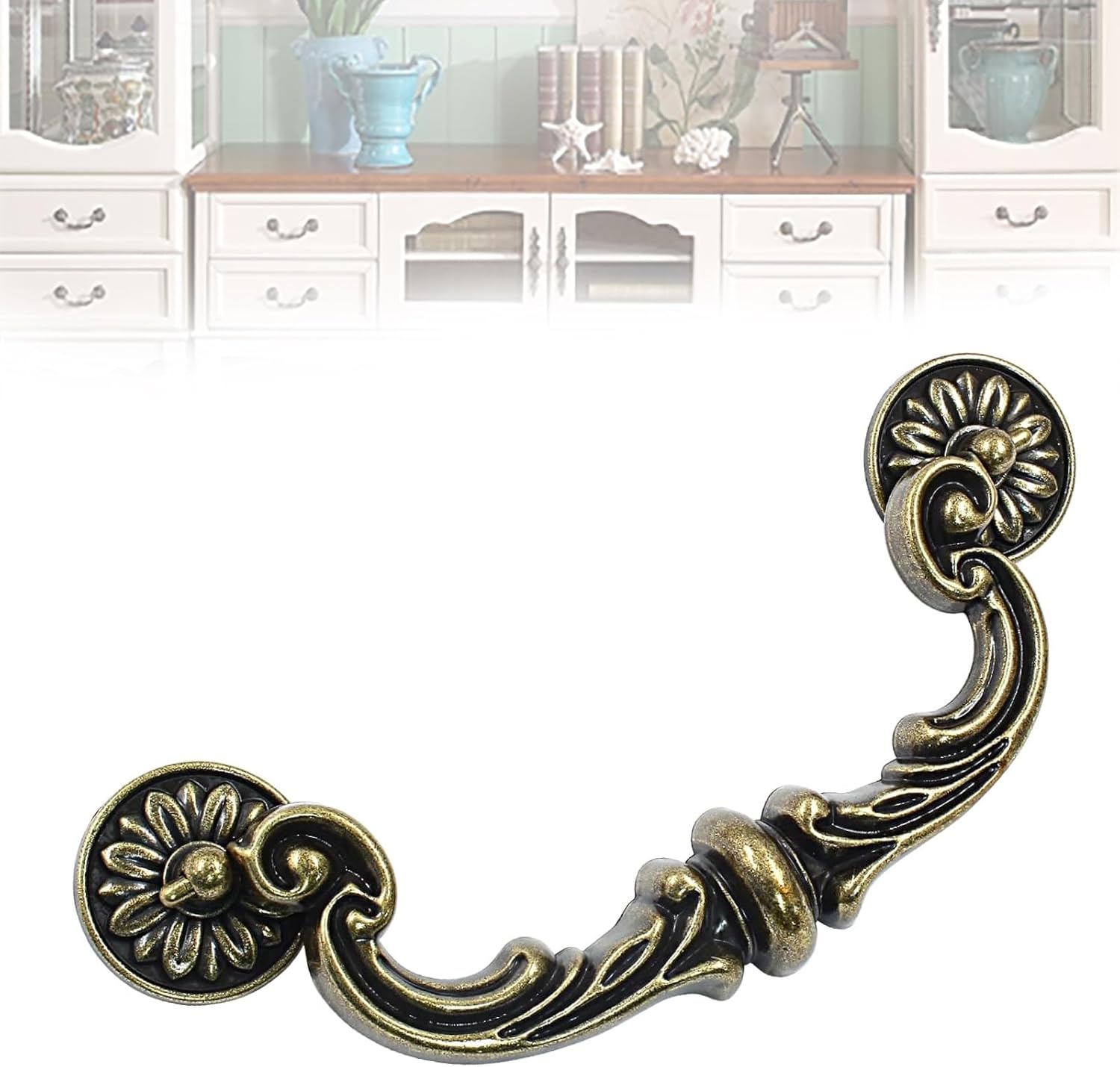 6 Inch Drawer Pulls 150mm Hole Center Zinc Alloy Rustic Vintage Drop - Down Bail Swing Handles Antique Dresser & Kitchen Cabinet Drawer Pulls in Yellow Bronze