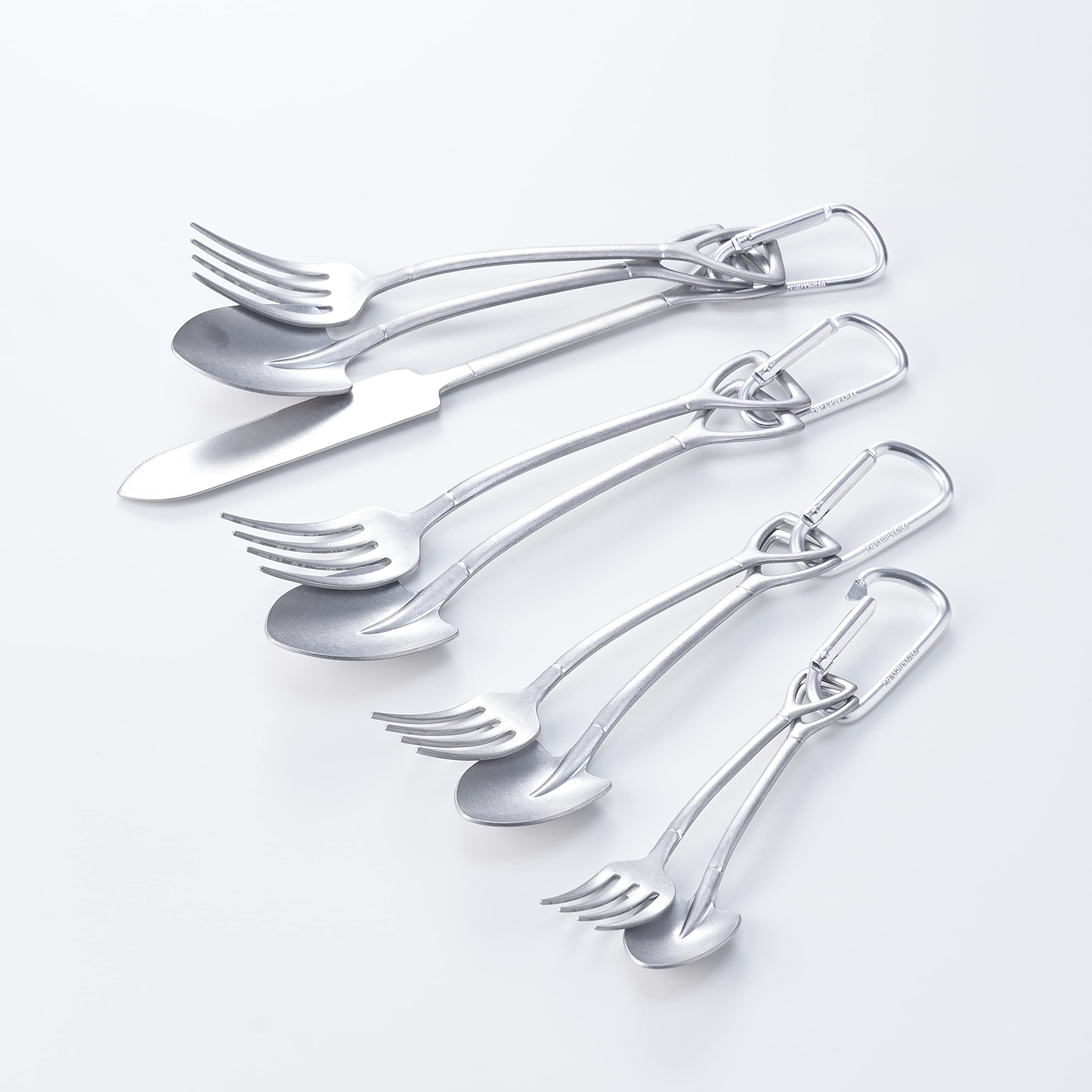 Aoyoshi Vintage Inox Scoop M 2 Piece Set with Carabiner, Made in Japan, VINTAGEINOX Outdoor Camping Veramping, Mobile Phone, Silver