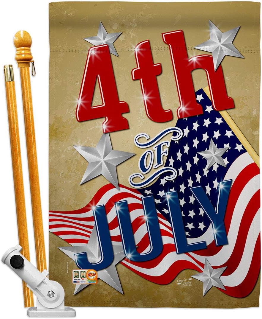 4th of July House Flag Americana Fourth Independence Day Fireworks BBQ United State American Small Decorative Gift Yard Banner Made In USA 28 X 40