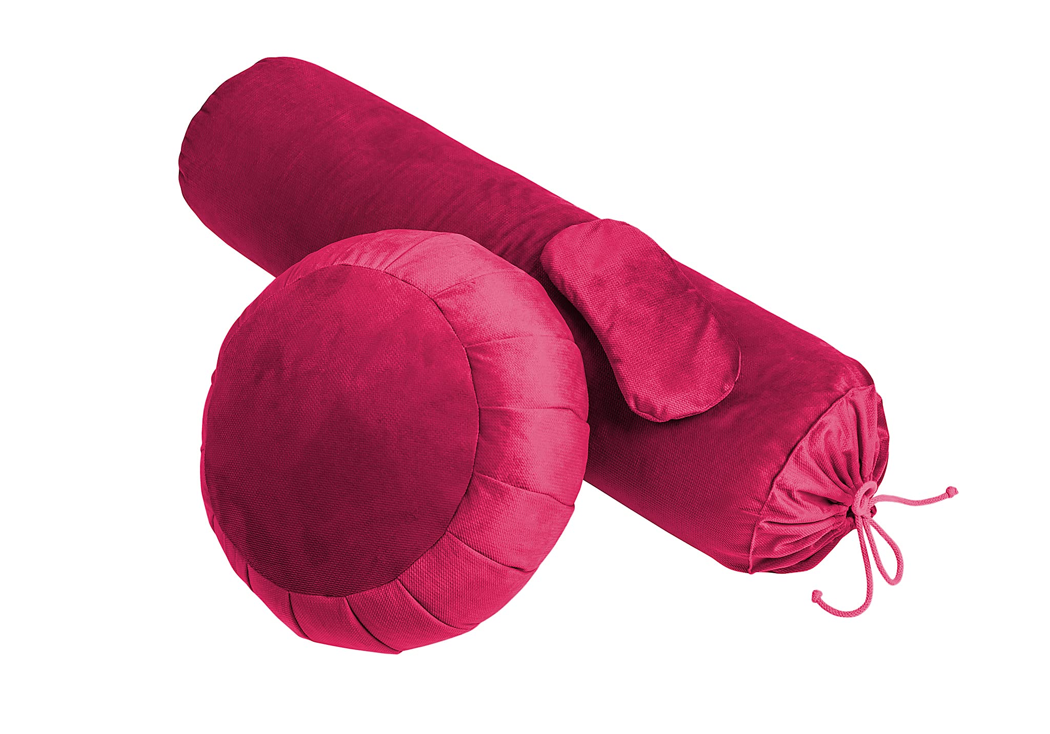 Zestaw do Yogi z Poduszką Zafu – Bolster – Poduszką na Oczy – Miękka Stabilna Poduszka do Podpierania – Poduszka do Medytacji – Regeneracja – Relaks – Odpoczynek - Carmine Red