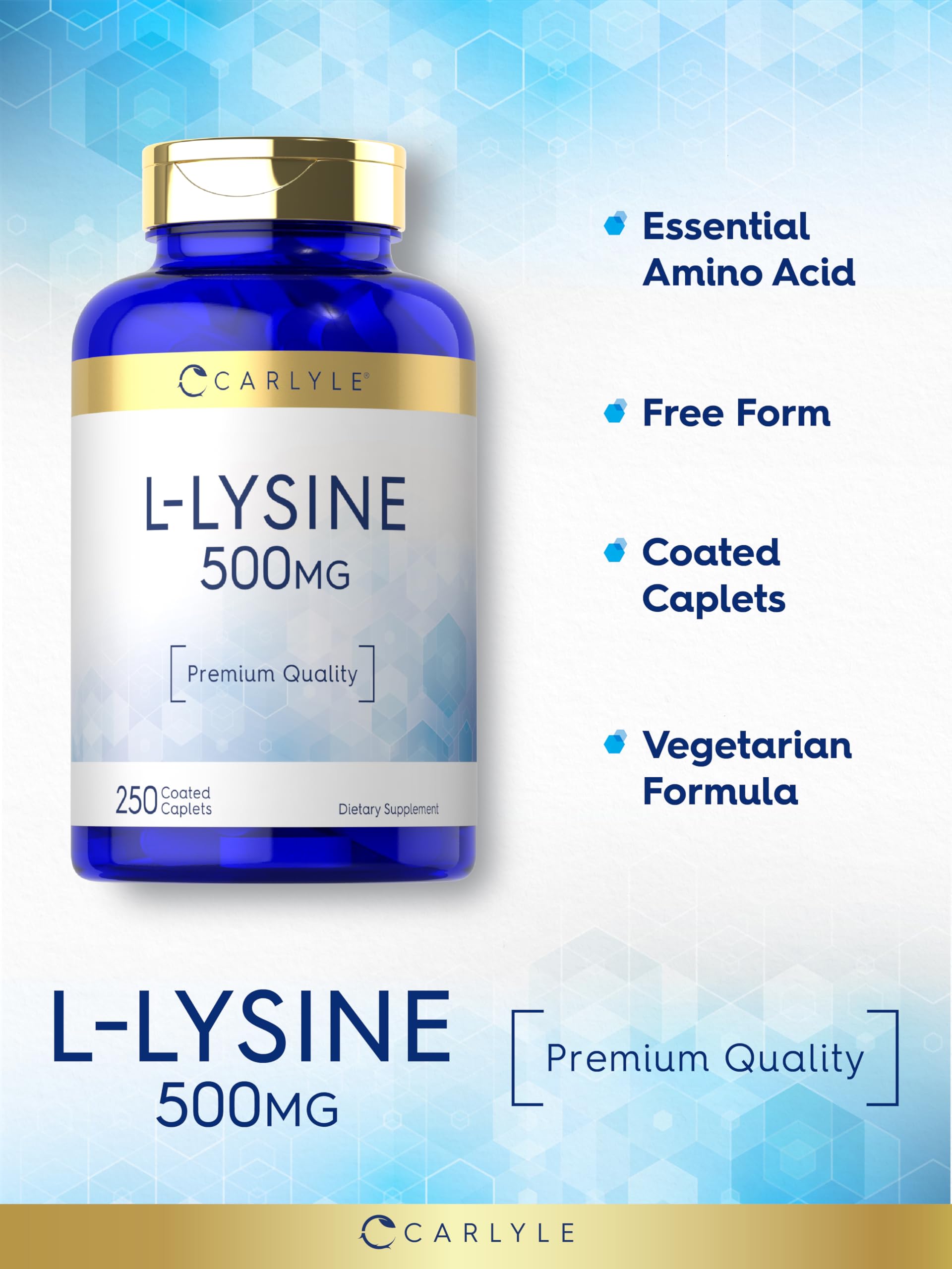 Carlyle L-Lysine 500 mg | 250 Caplet Capsules — Amazon image 4