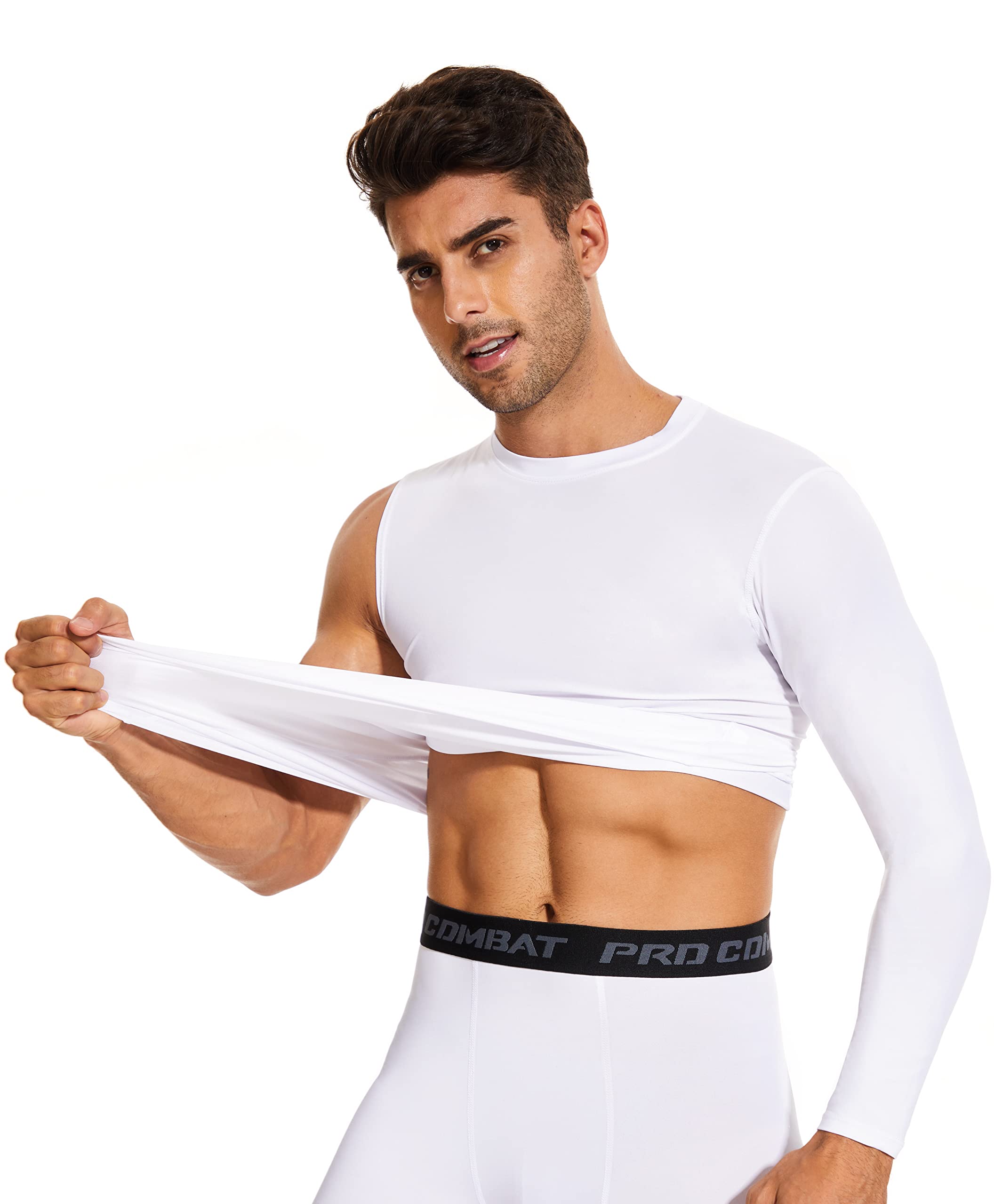 Camiseta de compresión de baloncesto para hombre, de manga larga, con un brazo, atlética, para entrenamiento, capa base