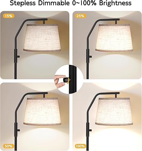 Miniatura 3 de SUNMORY Lámparas de pie para sala de estar, bombilla de 9 W incluida, lámpara alta para dormitorio con cabezal ajustable, lámpara de pie moderna,