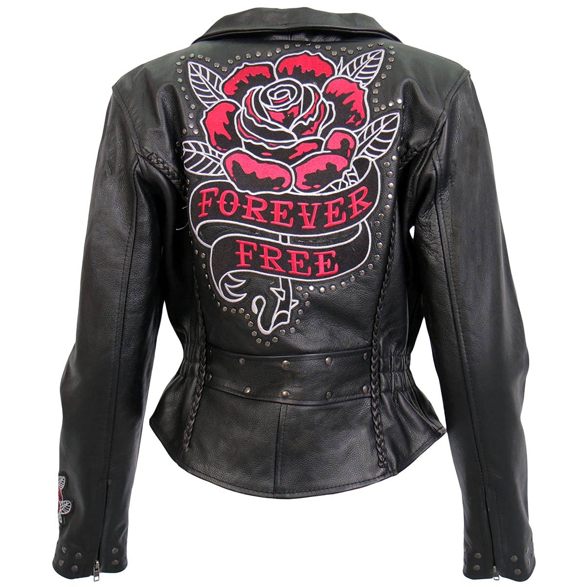 Hot Leathers Women's Leather Motorcycle Riding Jacket (JKL2001-BLACK, XX-Large): Jkl1027-black Small