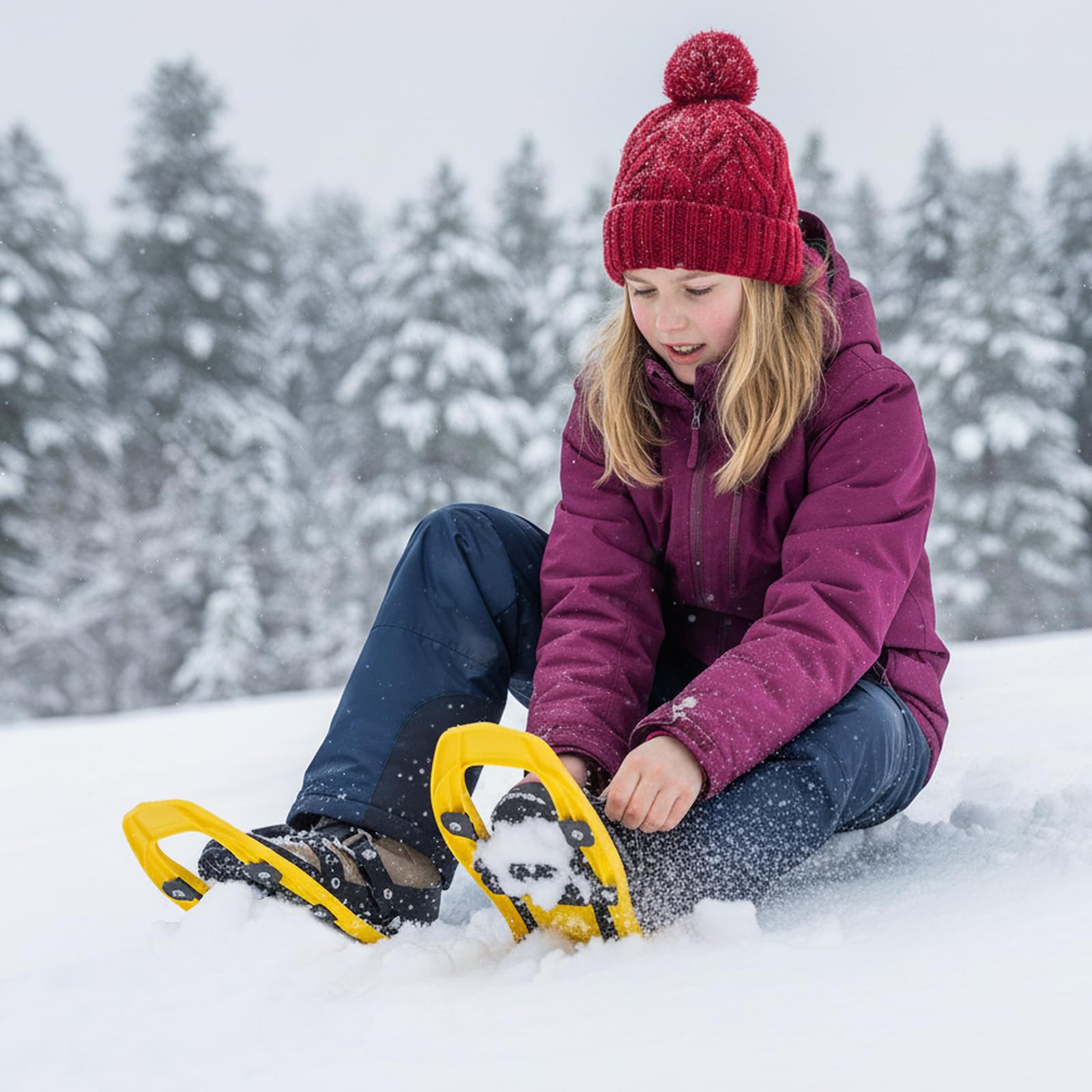 COSTWAY Set de Raquettes à Neige Légères & Bâtons de Trekking pour Adultes/Enfants Jeunes, Fixations à Cliquet Réglables Barre Pivotante Pointure 26-38/35-45, Charge 36-90 KG
