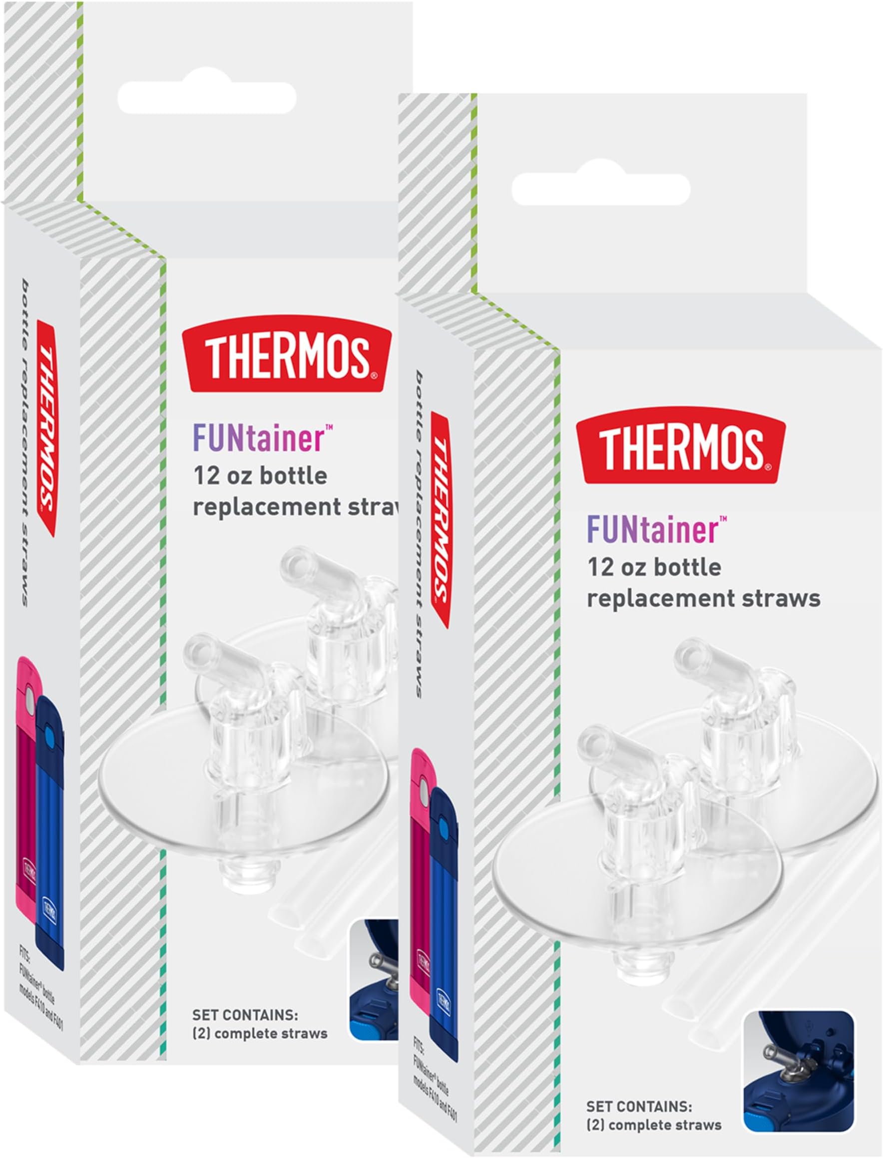 THERMOS FUNtainer 12 Ounce Insulated Kids Water Bottle Replacement Straws, 4 Straws