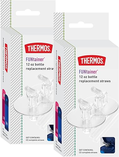 THERMOS FUNtainer - Pajitas de repuesto para botellas de agua aisladas de 12 onzas para niños, 4 popotes