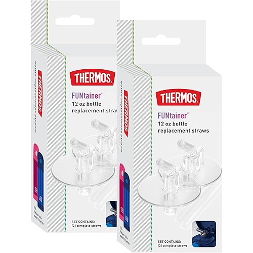 THERMOS FUNtainer 12 Ounce Insulated Kids Water Bottle Replacement Straws, 4 Straws