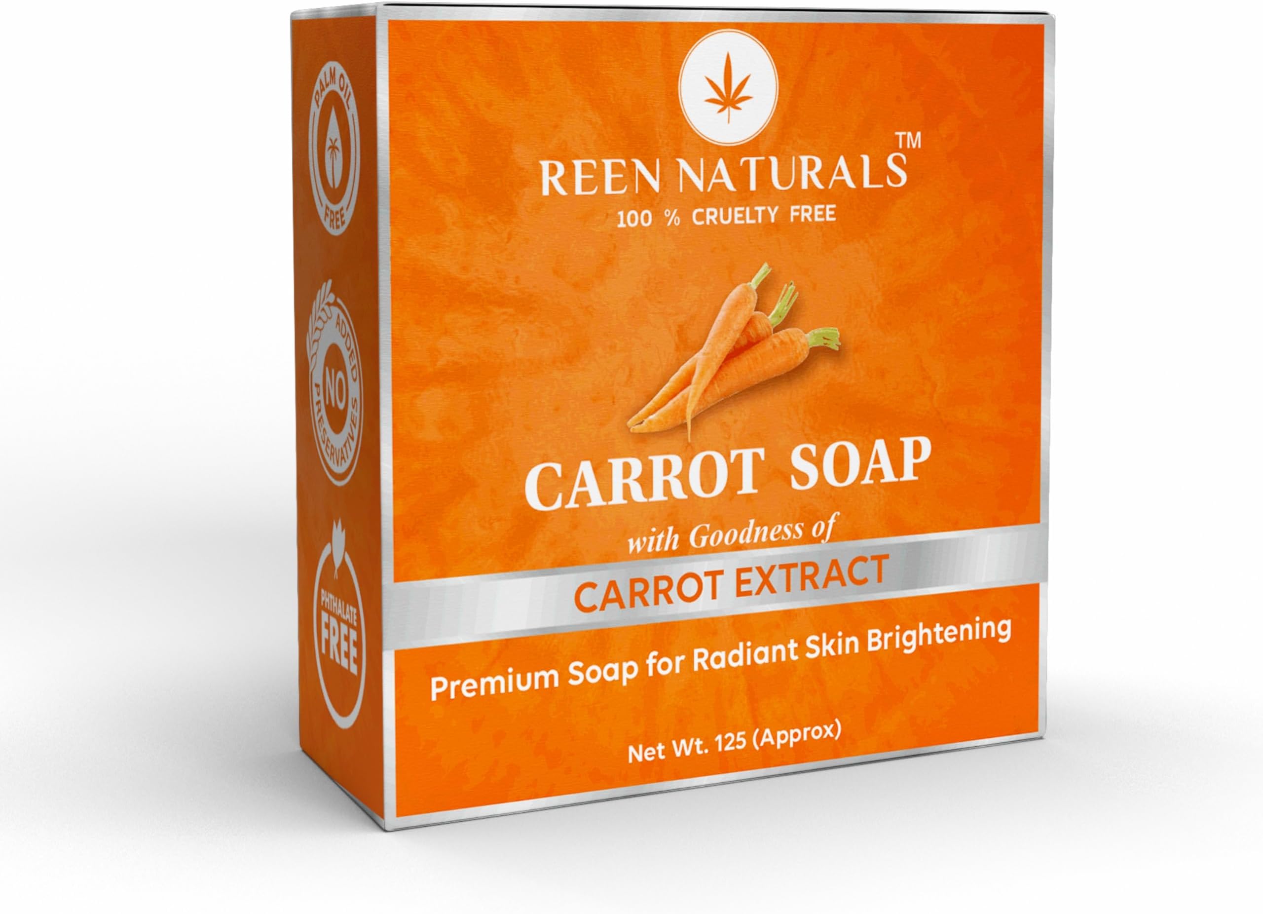 Reen Naturals CARROT SOAP | Premium Soap for Radiant Skin Brightening | Handmade Soap 125gm (125gm)