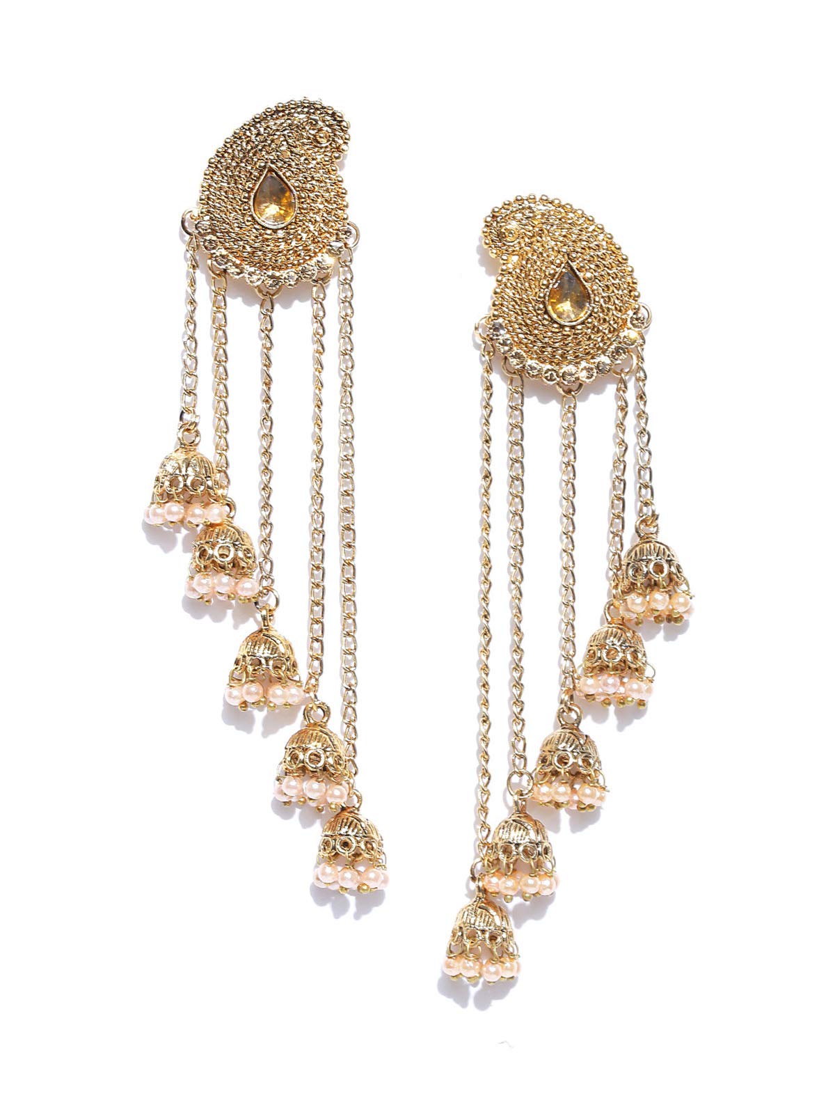 Zaveri Pearls Tassels With Dome-Shaped Jhumki Drops Earring For Women-ZPFK6405