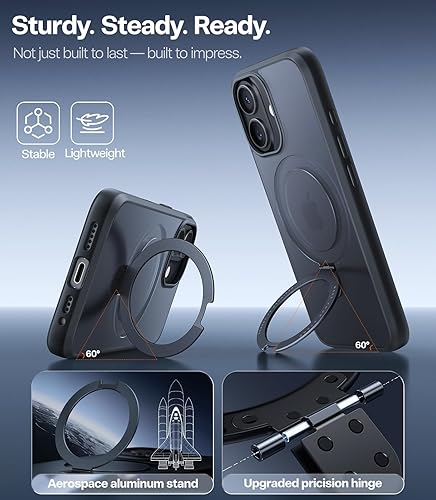 Vista 68 de TORRAS Funda magnética Ostand para iPhone 14 Pro Max [prueba de caídas de grado militar y compatible con MagSafe y soporte integrado] translúcida D