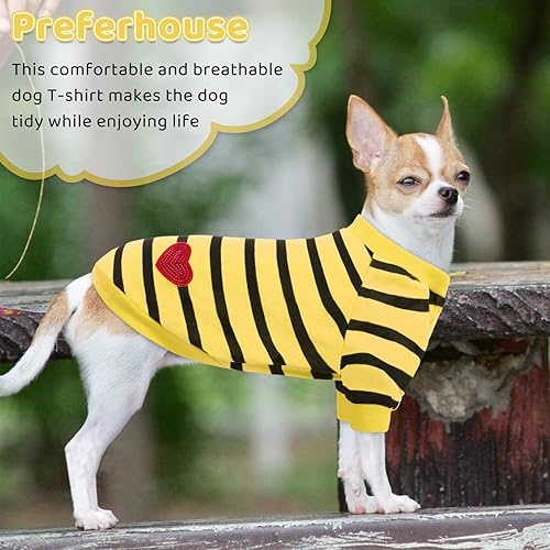 Miniatura 6 de Preferhouse Camiseta a rayas para perros y gatos, chaleco de algodón para primavera, verano, para mascotas, adecuada para mascotas pequeñas y