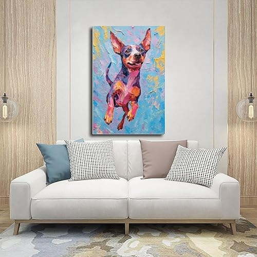 Miniatura 5 de Fyzuf Arte de pared de perro pintura al óleo sobre lienzo, póster de cubismo de perro, colorido, lindo, perros, decoración estética, póster en