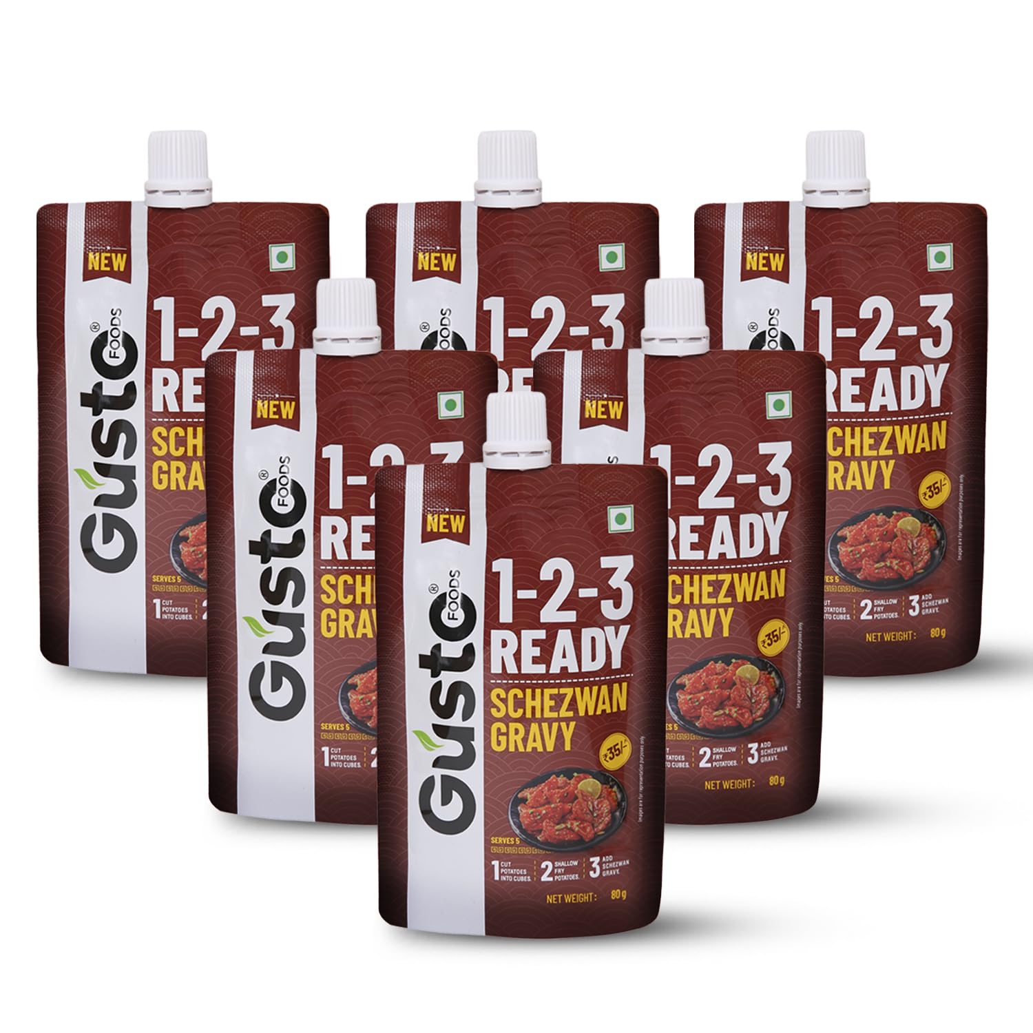 Gusto Foods Ready to Cook Schezwan Gravy - 480gm Pouch (Pack of 6)| Indo-Chinese Gravy | Resturant like Chinese at Home | Ready to Cook in 3 Easy Steps | Gravy or as even Dip/Chutney (B0CQTJRFK4) Amazon Price History, Amazon Price Tracker