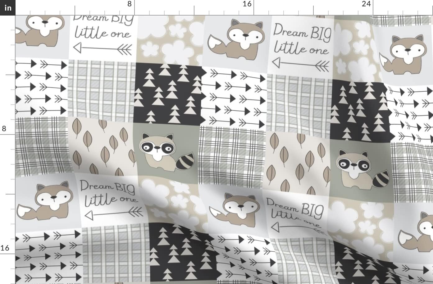 Spoonflower Fabric - Wholecloth Whole Cloth Baby Quilt Cute Raccoon Fox Woodland Sfaut15 Printed on Organic Cotton Sateen Fabric by The Yard - Sewing Quilting Apparel Home Decor