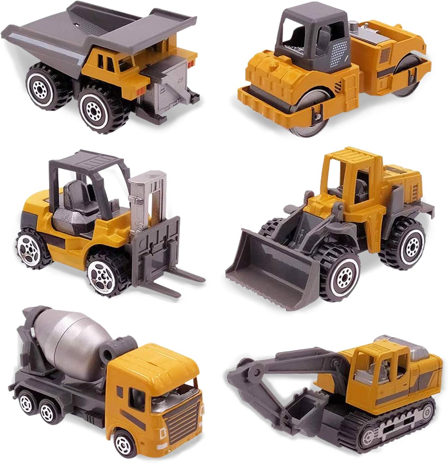 Odowalker 6 PCS Construction Engineering Vehicles Set Construction Trucks Heavy Equipment Toys Simulation Car Mini Forklift Toy Sliding Model Car Toys for Kids Boys Girls Party Gift