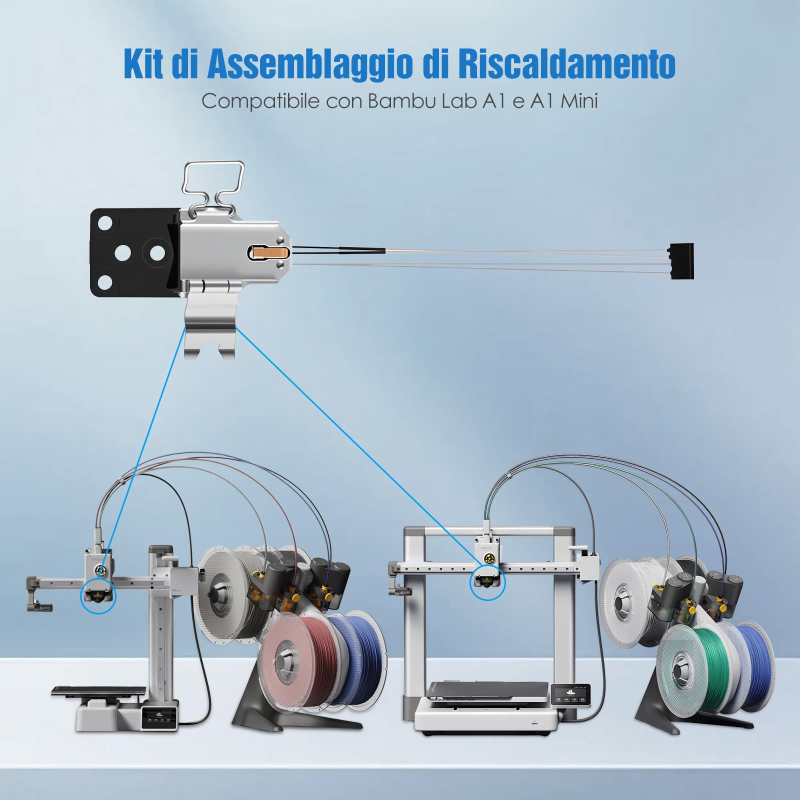Kit di Assemblaggio Riscaldante per Bambu Lab A1 / A1 Mini – Elemento Riscaldante in Ceramica con Base Hotend Resistente al Calore, Ricambio con Riscaldamento Stabile – Accessori per Stampanti 3D