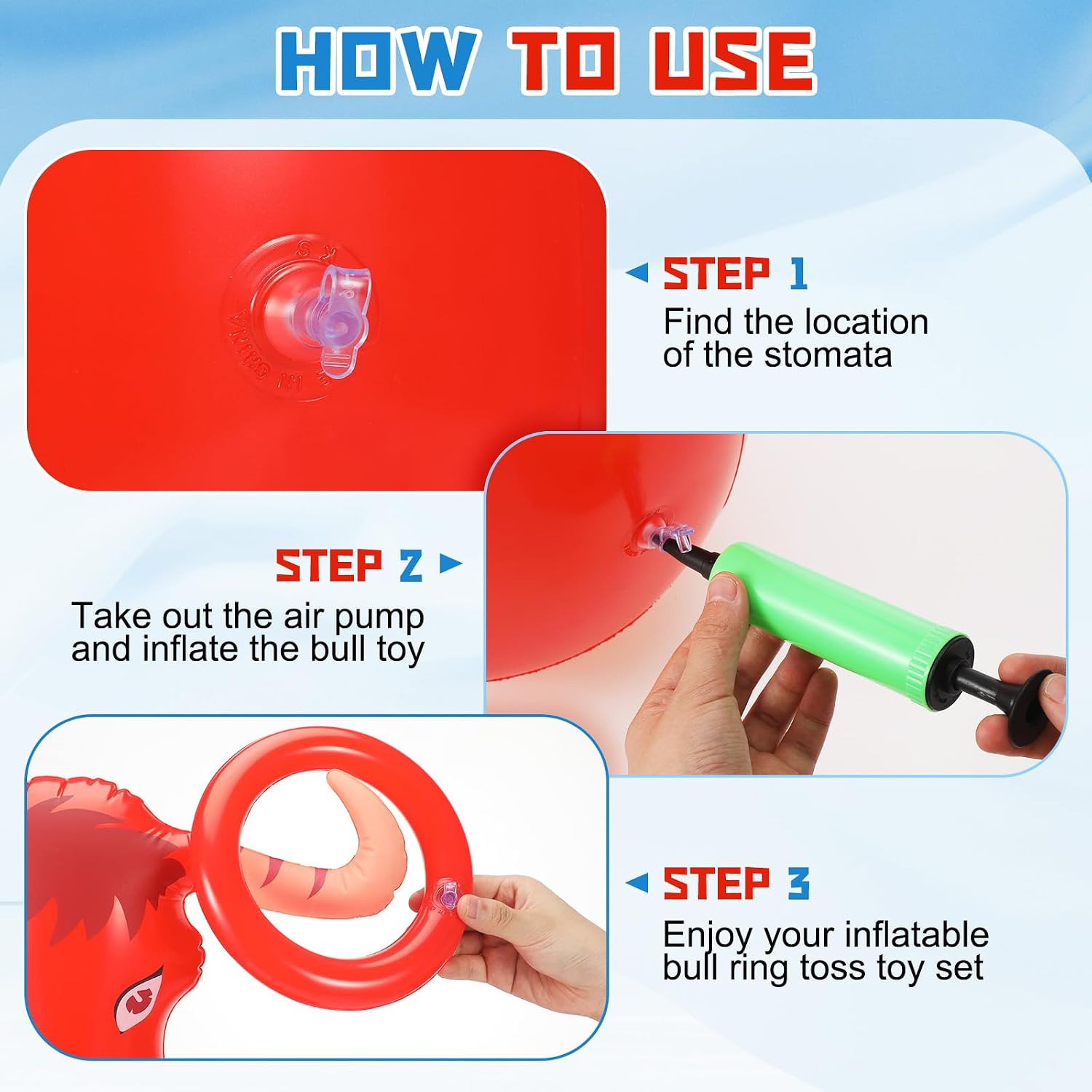 Arrowbash Inflatable Bull Ring Toss Game Set Cowboy Party Supplies for Kids image 3