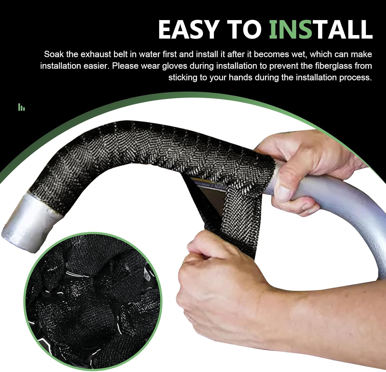 Motorcycle Exhaust Heat Wrap Tape, High-temperature Resistant Insulation Wrap with 4 Steel Ties, Flexible Cuttable Pipe Protective Tape, DIY Modification Part for Motorcycle & Car (Black)