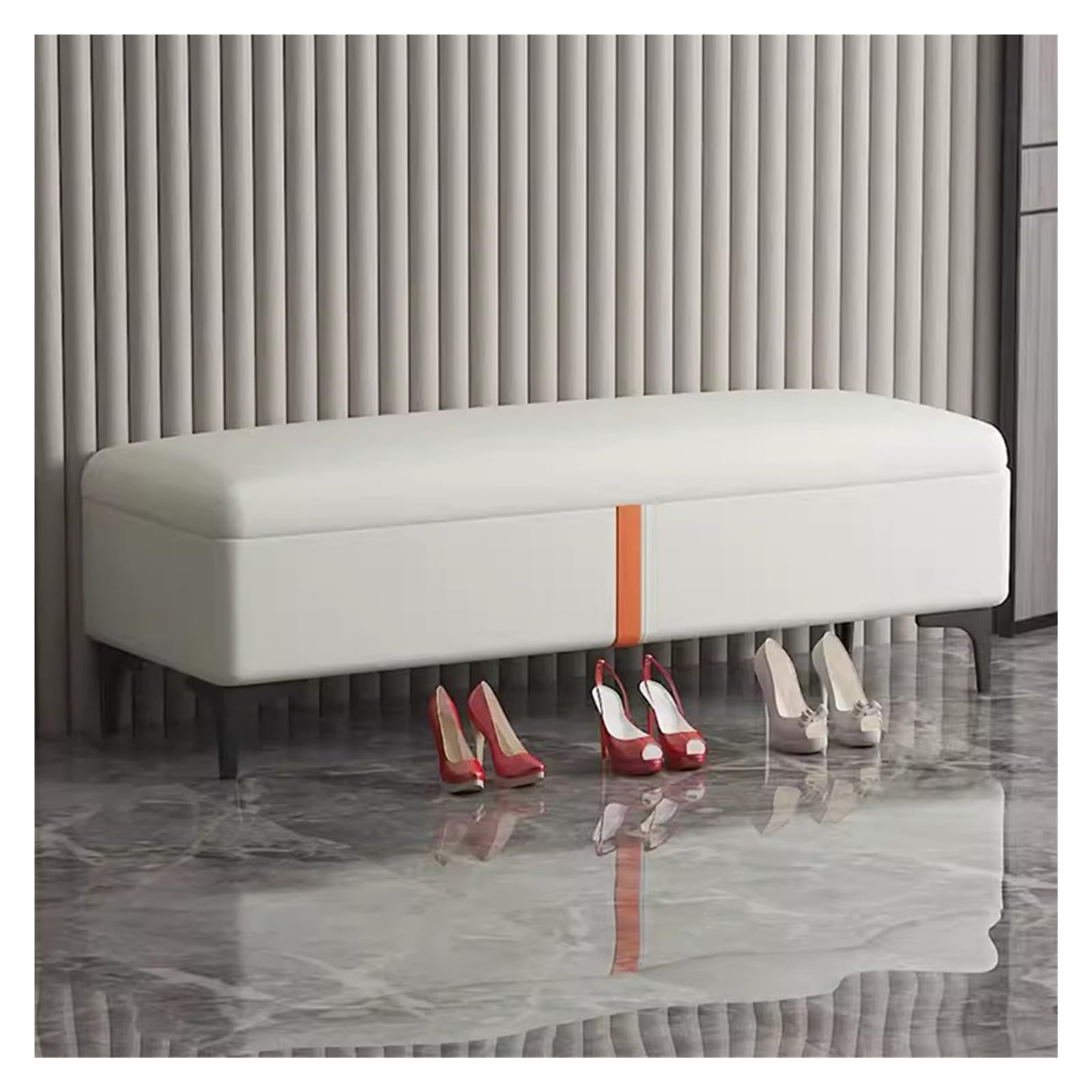 Banc de rangement en simili cuir au design rectangulaire chic avec assise épaisse
