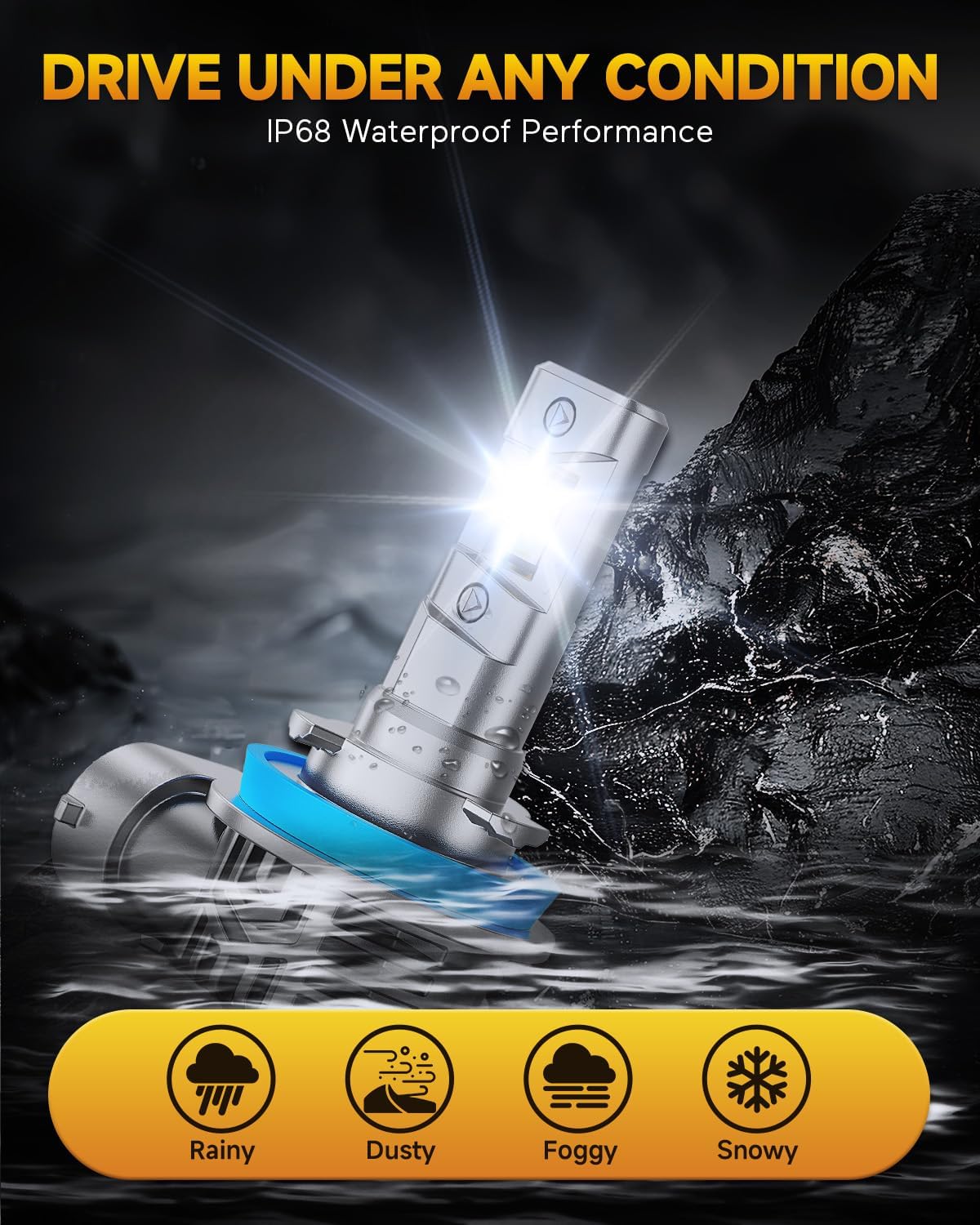 FAHREN 2026 H11 H9 H8 LED Headlight Bulbs, 1000% Super Brightness H11 LED Bulbs, 1:1 Mini Size Plug and Play, 6500K Cool White Halogen Replacement, Pack of 2 — view 7